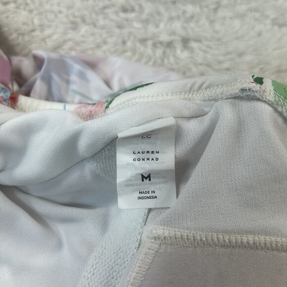 LC Lauren Conrad flirty ruffle floral print one piece swimsuit, med - Picture 7 of 8